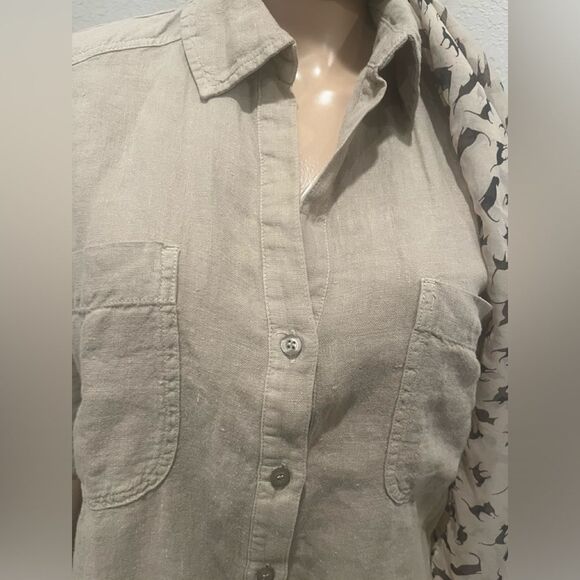 Nwt Kut from the kloth linen tan( stone) shirt 100% linen. - Picture 2 of 6